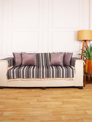 Black Jacquard 1-Seater Sofa Cover